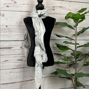 100% Sheer Polyester Scarf, Eagle & Skull Pattern